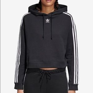 Adidas cropped hooded hoodie sweatshirt xs black